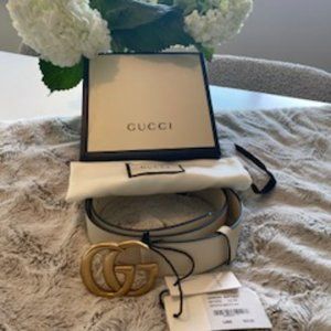 Gucci - White GG Marmont leather belt